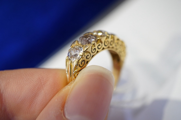 A five-stone diamond ring, circa 1900